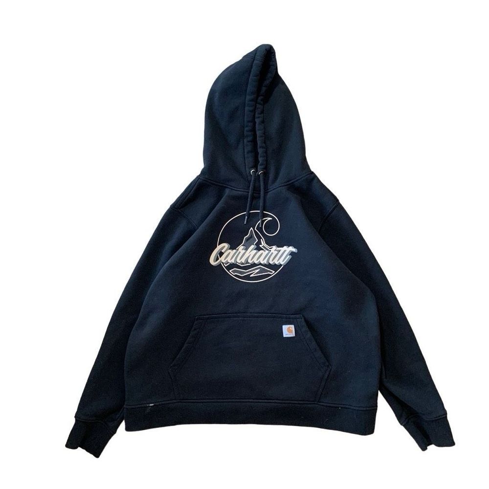 Carhartt Navy Blue Logo Pullover Hoodie